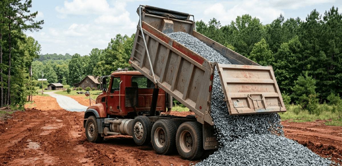 Crusher run and #57 stone gravel delivery and spreading in Vidalia GA